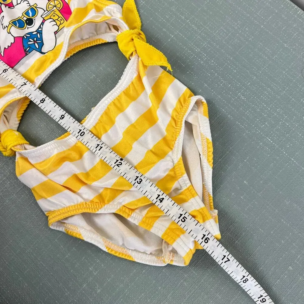 Vintage Carter's Yellow Striped Cool It! Koala Bathing Suit 5T USA